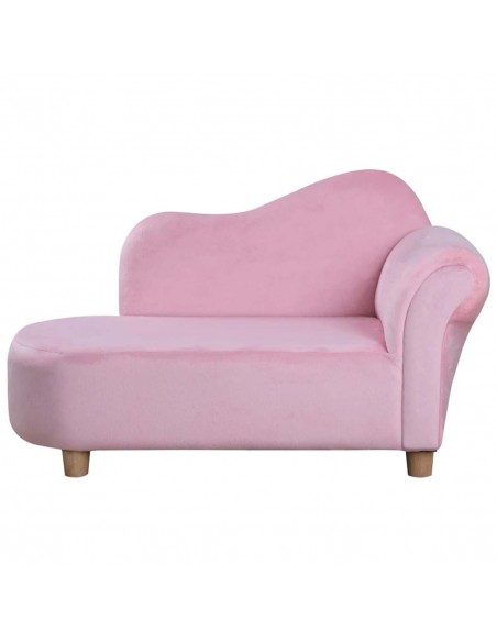 Homcom Kids Velvet-Like Chaise Lounge Sofa, Pink - pic 17281 | FastDaddyshop