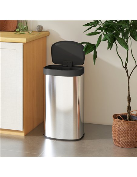 HOMCOM 55L Sensor Bin with Soft-Close Lid, Automatic Touchless Motion Sensor Kitchen Bin with Fingerprint Resistant Stainless St - pic 172814 | FastDaddyshop
