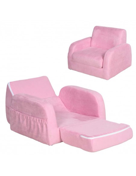 Homcom Kids Two-In-One Armchair and Lounger, Pink - pic 17282 | FastDaddyshop