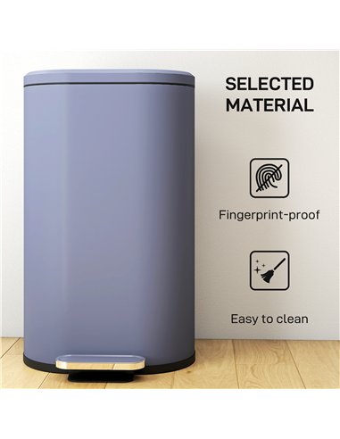 HOMCOM 30 L Modern Curved Kitchen Bin - Grey