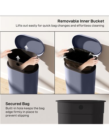 HOMCOM 30 L Modern Curved Kitchen Bin - Grey