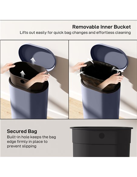 HOMCOM 30 L Modern Curved Kitchen Bin - Grey - pic 172821 | FastDaddyshop