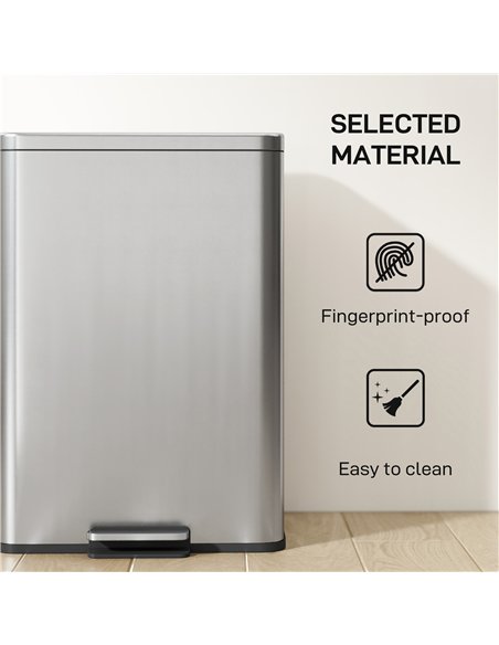 HOMCOM 20L Kitchen Bin with Soft-Close Lid and Stay-Open Function, Stainless Steel Pedal Bin with Removable Inner Bucket for Kit - pic 172847 | FastDaddyshop