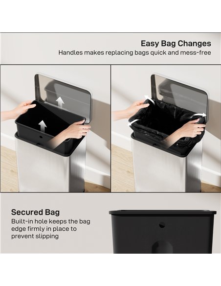HOMCOM 20L Kitchen Bin with Soft-Close Lid and Stay-Open Function, Stainless Steel Pedal Bin with Removable Inner Bucket for Kit - pic 172848 | FastDaddyshop