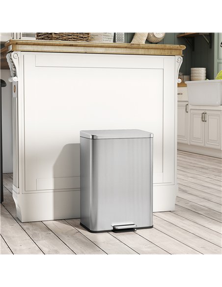 HOMCOM 20L Kitchen Bin with Soft-Close Lid and Stay-Open Function, Stainless Steel Pedal Bin with Removable Inner Bucket for Kit - pic 172849 | FastDaddyshop