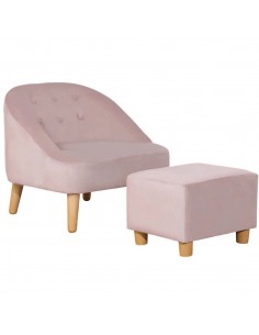 Homcom Kids Two-Piece Chair and Ottoman Set, Pink