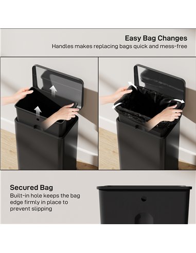 HOMCOM 20L Kitchen Bin with Soft-Close Lid and Stay-Open Function, Stainless Steel Pedal Bin with Removable Inner Bucket for Kit