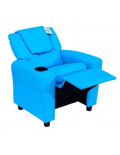 Homcom Childrens, Kids Recliner Armchair with Cup Holder, Blue