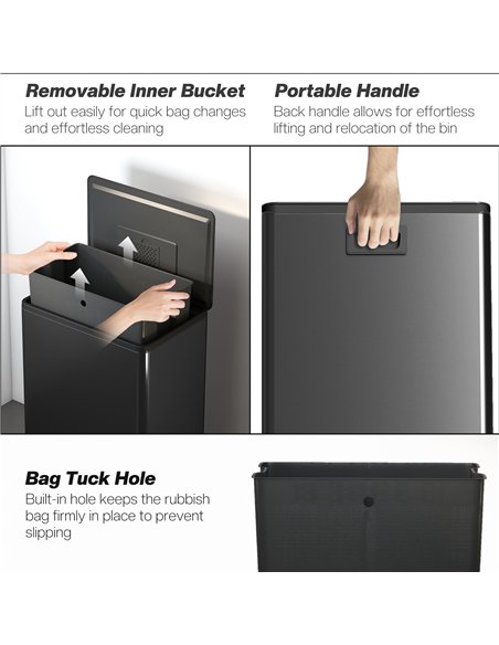 HOMCOM 45L Kitchen Bin, Pedal Bin with Soft-Close and Stay-Open Lid, Removable Inner Bucket, Odor Control for Kitchen, Office - pic 172865 | FastDaddyshop