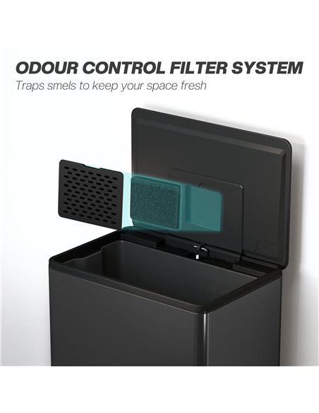 HOMCOM 45L Kitchen Bin, Pedal Bin with Soft-Close and Stay-Open Lid, Removable Inner Bucket, Odor Control for Kitchen, Office - pic 172867 | FastDaddyshop