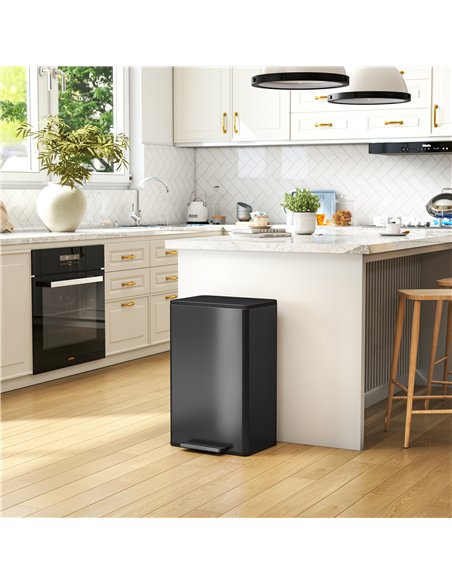 HOMCOM 45L Kitchen Bin, Pedal Bin with Soft-Close and Stay-Open Lid, Removable Inner Bucket, Odor Control for Kitchen, Office - pic 172868 | FastDaddyshop