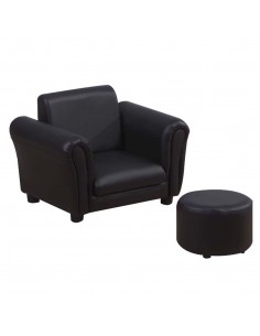Homcom Childrens, Kids Armchair with Footstool, Black