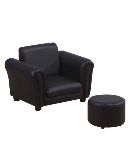 Homcom Childrens, Kids Armchair with Footstool, Black - pic 17287 | FastDaddyshop