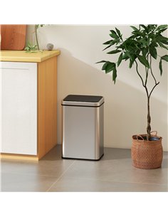 HOMCOM 40L Sensor Bin with Quiet Soft-Close Lid, Automatic Touchless Motion Sensor Kitchen Bin with Fingerprint Resistant Stainl 2