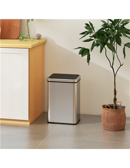 HOMCOM 40L Sensor Bin with Quiet Soft-Close Lid, Automatic Touchless Motion Sensor Kitchen Bin with Fingerprint Resistant Stainl - pic 172870 | FastDaddyshop
