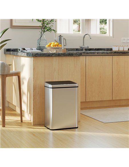 HOMCOM 40L Sensor Bin with Quiet Soft-Close Lid, Automatic Touchless Motion Sensor Kitchen Bin with Fingerprint Resistant Stainl - pic 172877 | FastDaddyshop