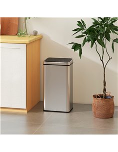 HOMCOM 50L Sensor Bin with Quiet Soft-Close Lid, Automatic Touchless Motion Sensor Kitchen Bin with Fingerprint Resistant Stainl 2
