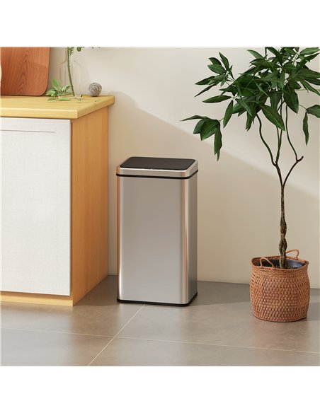 HOMCOM 50L Sensor Bin with Quiet Soft-Close Lid, Automatic Touchless Motion Sensor Kitchen Bin with Fingerprint Resistant Stainl - pic 172879 | FastDaddyshop