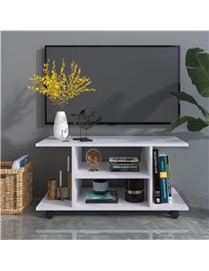 Homcom Modern TV Stand with Shelves, White 2