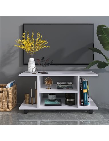Homcom Modern TV Stand with Shelves, White