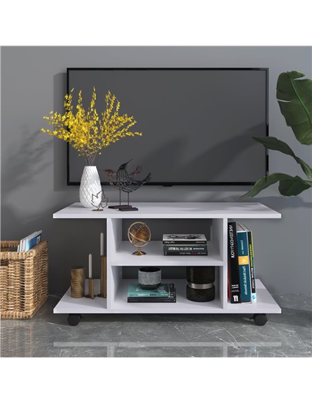 Homcom Modern TV Stand with Shelves, White - pic 17288 | FastDaddyshop