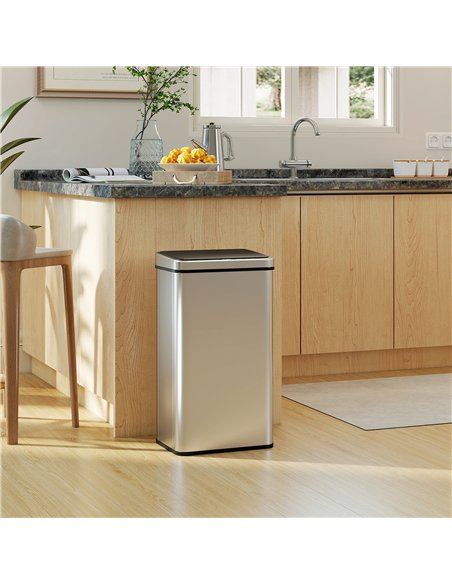 HOMCOM 50L Sensor Bin with Quiet Soft-Close Lid, Automatic Touchless Motion Sensor Kitchen Bin with Fingerprint Resistant Stainl - pic 172886 | FastDaddyshop