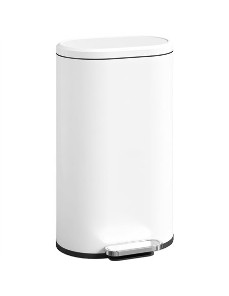 HOMCOM 30 L Modern Curved Kitchen Bin - White - pic 172887 | FastDaddyshop
