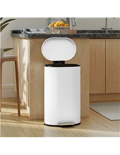 HOMCOM 30 L Modern Curved Kitchen Bin - White 2
