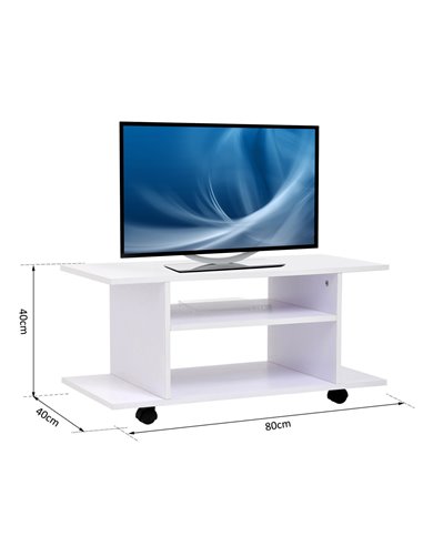 Homcom Modern TV Stand with Shelves, White
