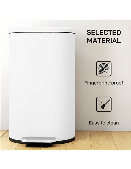 HOMCOM 30 L Modern Curved Kitchen Bin - White - pic 172892 | FastDaddyshop