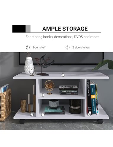 Homcom Modern TV Stand with Shelves, White
