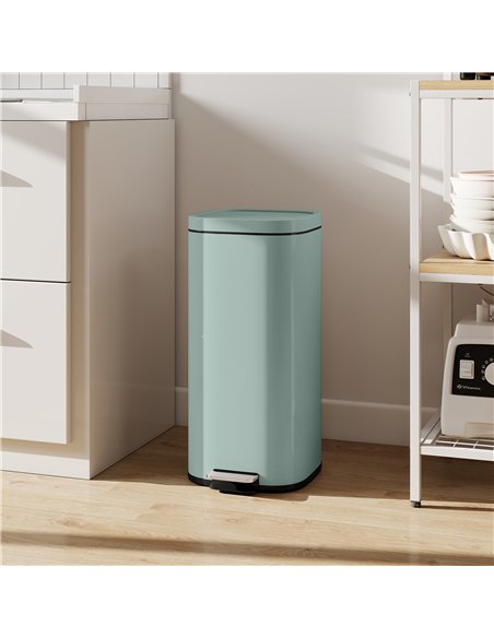 HOMCOM 30L Kitchen Bin, Compact Pedal Bin with Soft-Close and Stay-Open Lid, Removable Bucket for Kitchen, Home, Office, Green - pic 172904 | FastDaddyshop