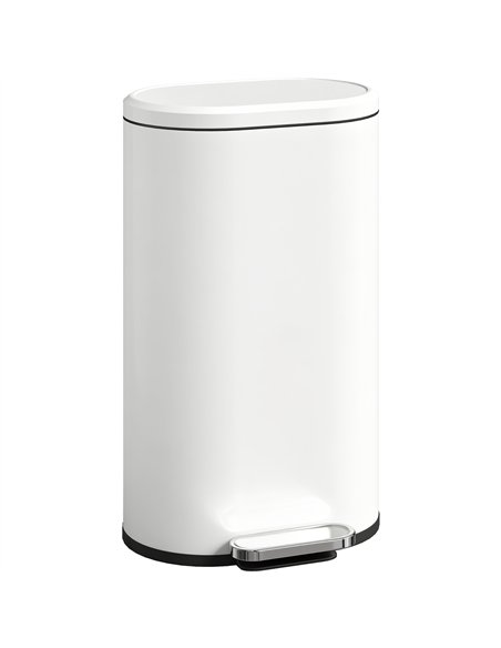 HOMCOM 30 L Modern Curved Kitchen Bin - Cream - pic 172905 | FastDaddyshop