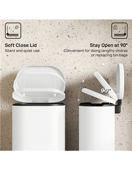 HOMCOM 30 L Modern Curved Kitchen Bin - Cream - pic 172909 | FastDaddyshop