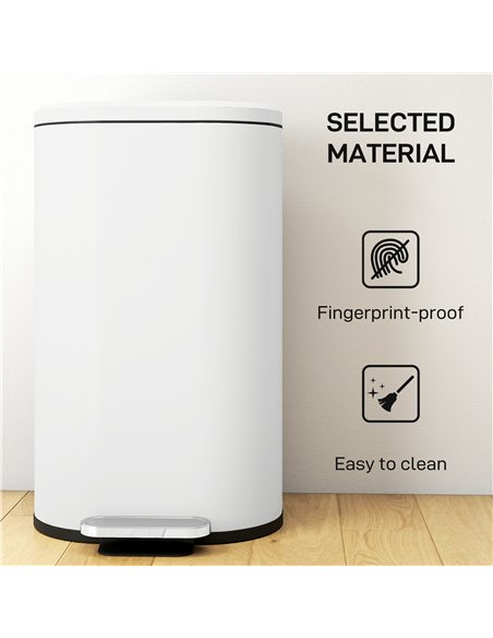 HOMCOM 30 L Modern Curved Kitchen Bin - Cream - pic 172910 | FastDaddyshop