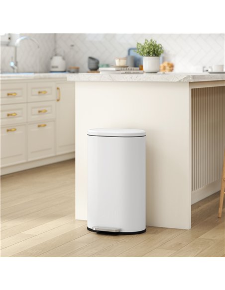 HOMCOM 30 L Modern Curved Kitchen Bin - Cream - pic 172912 | FastDaddyshop