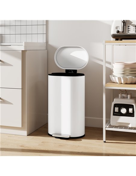 HOMCOM 30 L Modern Curved Kitchen Bin - Cream - pic 172913 | FastDaddyshop