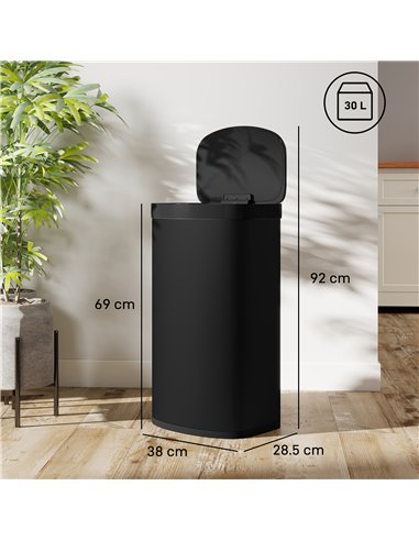 HOMCOM 55L Sensor Bin with Soft-Close Lid, Automatic Touchless Motion Sensor Kitchen Bin with Fingerprint Resistant Stainless St