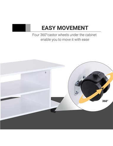Homcom Modern TV Stand with Shelves, White