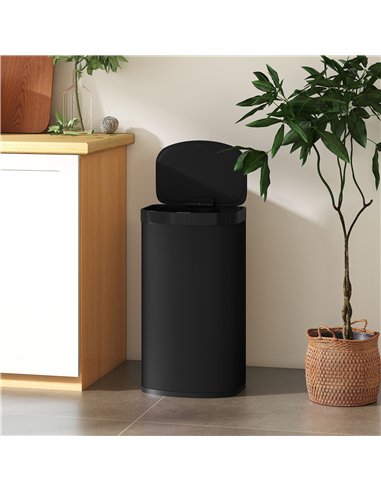 HOMCOM 55L Sensor Bin with Soft-Close Lid, Automatic Touchless Motion Sensor Kitchen Bin with Fingerprint Resistant Stainless St
