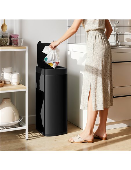 HOMCOM 50L Sensor Bin, Automatic Kitchen Bin, Manual Override, Battery Operated, Inner-Bucket-Free, for Kitchen, Bedroom, Black - pic 172924 | FastDaddyshop