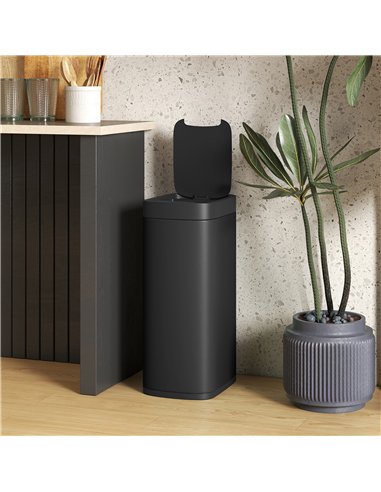 HOMCOM 50L Sensor Bin, Automatic Kitchen Bin, Manual Override, Battery Operated, Inner-Bucket-Free, for Kitchen, Bedroom, Black