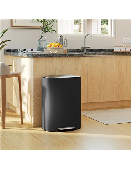 HOMCOM 50L Kitchen Bin with Soft-Close Lid and Stay-Open Function, Stainless Steel Pedal Bin with Removable Inner Bucket, Carry  - pic 172933 | FastDaddyshop