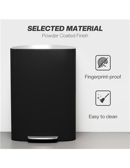 HOMCOM 50L Kitchen Bin with Soft-Close Lid and Stay-Open Function, Stainless Steel Pedal Bin with Removable Inner Bucket, Carry  - pic 172937 | FastDaddyshop