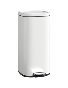 HOMCOM 30L Kitchen Bin, Compact Pedal Bin with Soft-Close and Stay-Open Lid, Removable Bucket for Kitchen, Home, Office, Cream