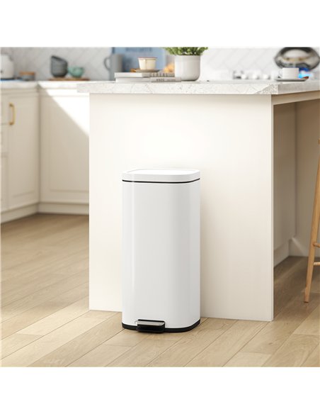 HOMCOM 30L Kitchen Bin, Compact Pedal Bin with Soft-Close and Stay-Open Lid, Removable Bucket for Kitchen, Home, Office, Cream - pic 172942 | FastDaddyshop