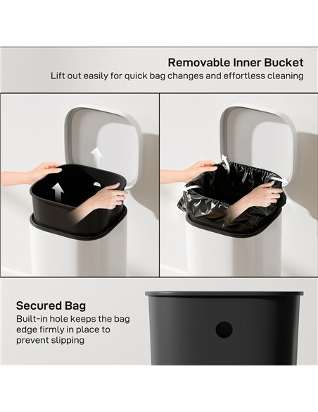 HOMCOM 30L Kitchen Bin, Compact Pedal Bin with Soft-Close and Stay-Open Lid, Removable Bucket for Kitchen, Home, Office, Cream - pic 172946 | FastDaddyshop