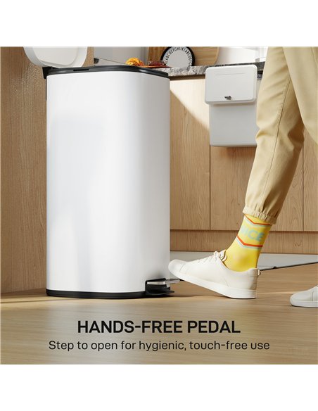 HOMCOM 30L Kitchen Bin, Compact Pedal Bin with Soft-Close and Stay-Open Lid, Removable Bucket for Kitchen, Home, Office, Cream - pic 172948 | FastDaddyshop