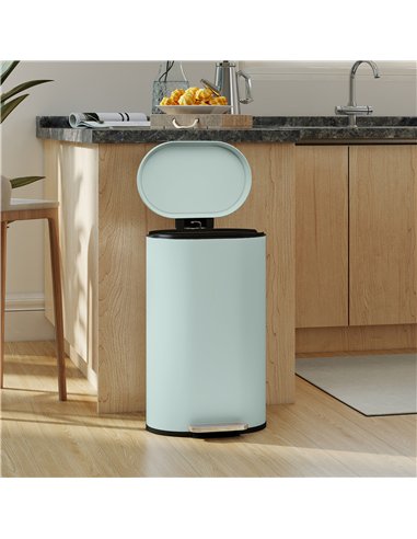 HOMCOM 30 L Modern Curved Kitchen Bin - Green