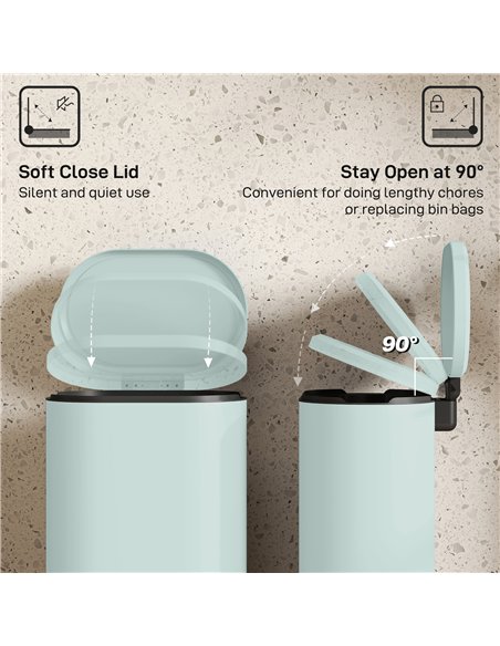 HOMCOM 30 L Modern Curved Kitchen Bin - Green - pic 172954 | FastDaddyshop